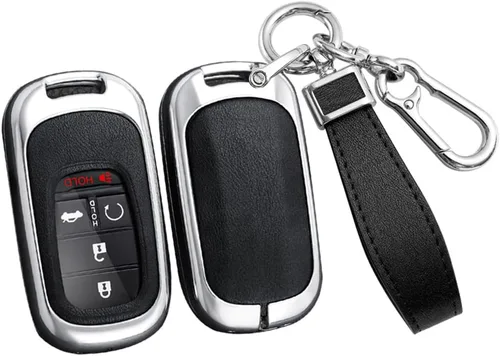 Miniatura 10 de ontto Funda de cuero para llavero con llavero de metal para llave de automóvil, compatible con Honda Accord Civic HR-V CR-V Pilot Sport SI EX EX-L