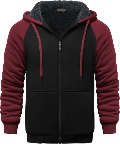 Miniatura 117 de GEEK LIGHTING Sudadera con capucha y cremallera para hombre, forro polar, chaqueta gruesa con capucha para invierno, cálida sudadera atlética