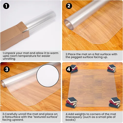 Miniatura 7 de Alfombrilla para silla de oficina para suelo de madera dura: 63" x 51" alfombrilla de suelo extra grande para silla con ruedas y escritorio de Limpio