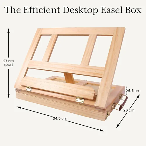 Miniatura 8 de Artistik Mixed Media Easel Art Set – Juego de pintura de caballete de escritorio de madera de 34 piezas con pinturas acrílicas, 3 tableros de lienzo