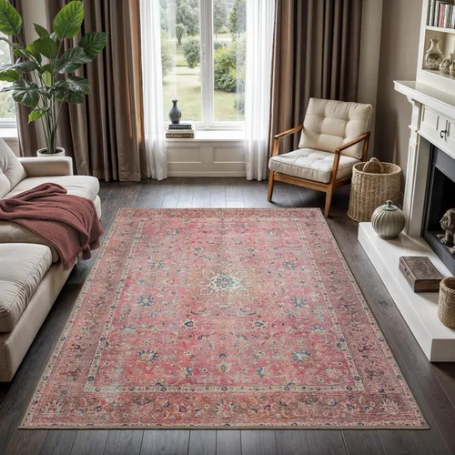 Miniatura 71 de GLN Rugs Traditional Collection - Alfombra de felpilla lavable a máquina, tradicional, antideslizante, alfombra de felpilla de pelo bajo, para sala
