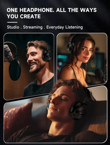 Miniatura 7 de AOC Auriculares con cable, auriculares con monitor de estudio de DJ sobre la oreja con tiempo de reproducción de 72 horas, conector de 0.138