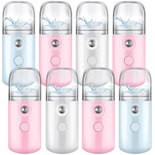 Mudder 8 piezas Nano Facial Mister Rociador Facial Portátil Humidificador de mano Atomización USB Recargable 1.0 fl oz Vaporizador facial para el