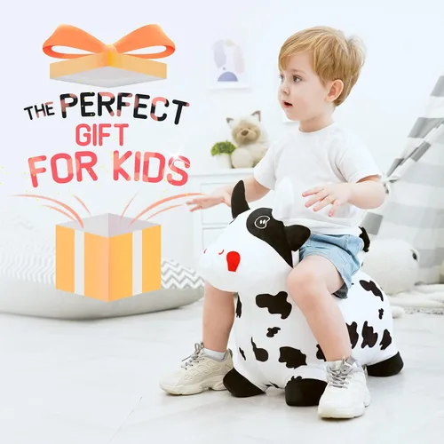 Miniatura 6 de Bouncy Hopper - Juguete inflable de vaca con forma de caballo, juguete inflable para saltar de animales, paseo en gorila en interiores y exteriores