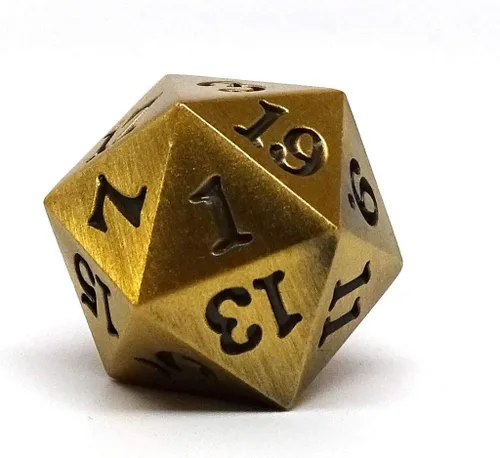 Miniatura 2 de Dados individuales de metal D20, diseño de metal legendario con fuente de firma (oro legendario)