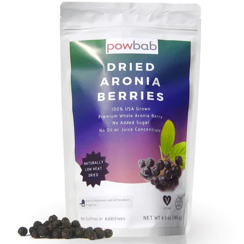 powbab Bayas secas de Aronia 100% cultivadas en Estados Unidos de aronia Chokeberry. Sin azúcar añadido. No liofilizadas, no congeladas. Hecho en