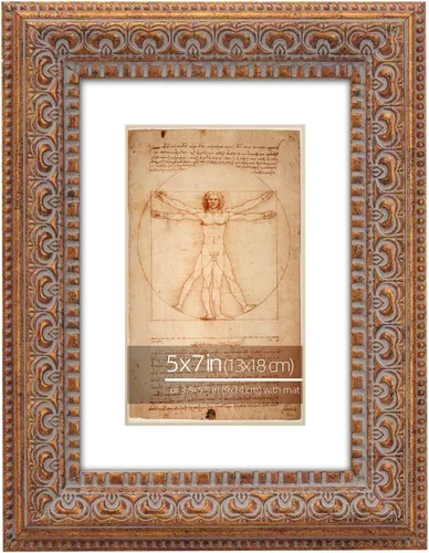 Miniatura 8 de Paquete de 2 marcos de fotos clásicos adornados de bronce antiguo de 5 x 7 pulgadas, con paspartú de 3.5 x 5.5 pulgadas, pantalla de mesa o pared