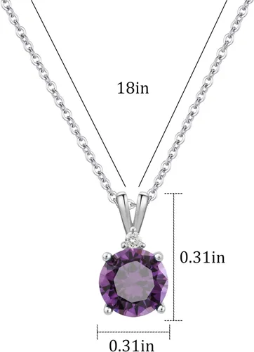 Miniatura 23 de 8mm Round Cubic Zirconia Sterling Silver Necklace Dainty Necklace Birthstone Jewelry Pendant Necklaces for Women