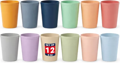 Miniatura 9 de MASTERCOOK 6 Piezas de Tazas Pequeñas Reutilizables – 8 oz Vasos Irrompibles para Beber – Tazas para Niños Pequeños para Agua, Jugo, Leche – Vasos