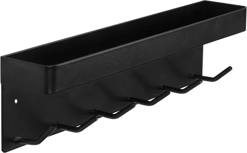 Miniatura 4 de MyGift Soporte para llaves de metal negro montado en la pared para entrada de pared con soporte de correo y estante de accesorios Catchall