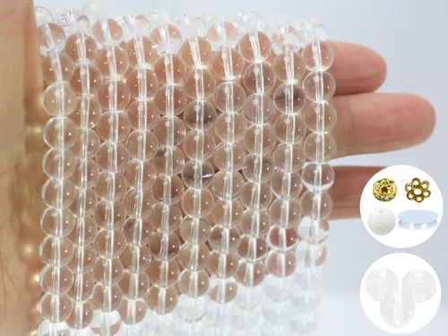 Miniatura 23 de 848 cuentas redondas de cristal agrietado – 0.236 pulgadas, 0.315 pulgadas, 0.394 pulgadas, 0.394 pulgadas, jade artificial para hacer joyas
