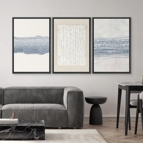 Miniatura 246 de SIGNWIN Lienzo enmarcado para pared, arte con pinceladas de flujo neutro en tonos beige abstractos, ilustraciones, arte moderno, decorativo