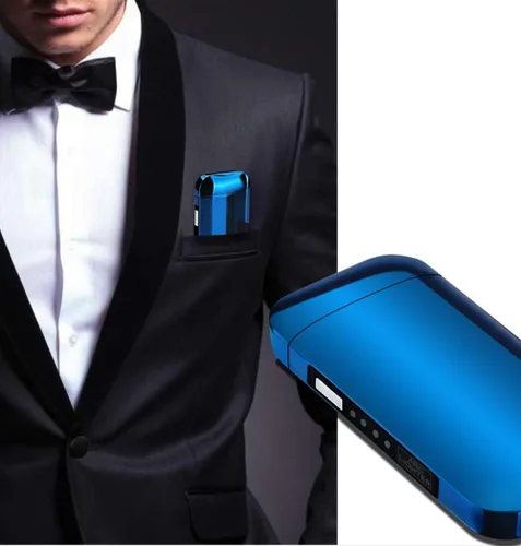 Miniatura 5 de Encendedor eléctrico de plasma de doble arco ancho, encendedor recargable por USB, resistente al viento, sin llama, encendedor de moda, sin butano