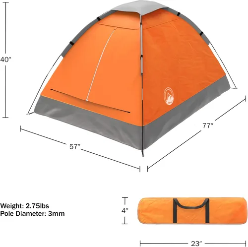 Miniatura 2 de Wakeman Tents 2-Person Tent with Removable Rain Fly and Carry Bag – Comes with Camping Lantern with Fan – Weather-Resistant Camping Accessories by