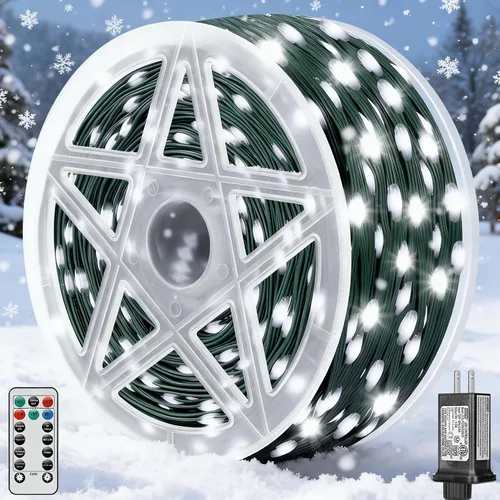 Miniatura 10 de Brightever Luces LED para árbol de Navidad, 900 bombillas de 295 pies, luz de Navidad exterior enchufable con control remoto, 8 modos