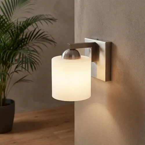 Miniatura 18 de mirrea Lámpara de tocador negra de 1 luz para espejo, aplique de pared de baño con pantallas de vidrio blanco esmerilado