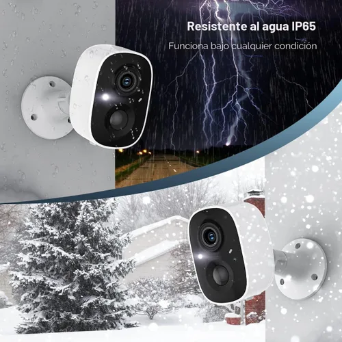 Miniatura 6 de GMK Cámaras de seguridad inalámbricas para exteriores, visión nocturna a color 2K, detección de movimiento AI, conversación de 2 vías, funciona