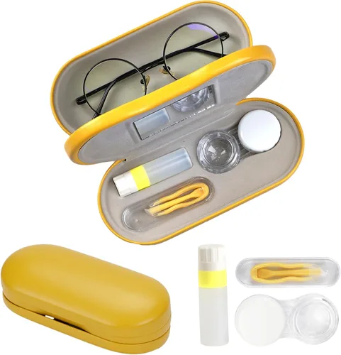 Miniatura 14 de Estuche de Viaje para Lentes de Contacto con Limpiador y Lavadora, Estuche Portátil para Lentes de Contacto con Espejo, Pinzas, Herramienta