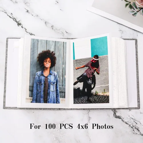 Miniatura 2 de Vienrose - Álbum de fotos de 4 x 6 pulgadas, 100 páginas, cubierta de lino con ventana frontal, para bebés, bodas, familias, niños y aniversarios