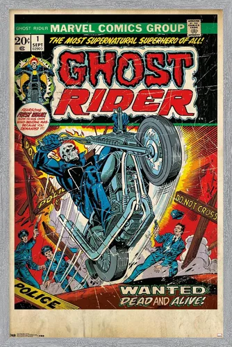 Miniatura 13 de Trends International Marvel Comics Ghost Rider - Póster de pared con portada #1, 22.4 pulgadas de largo x 14.7 pulgadas, versión enmarcada de madera