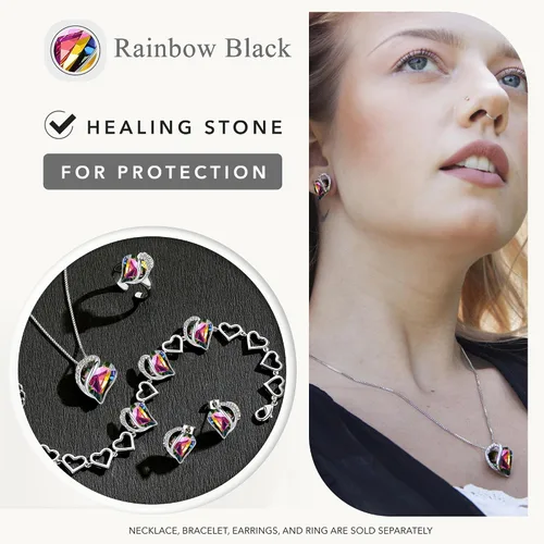 Miniatura 4 de Leafael - Collares para mujer, dije de corazón de amor infinito con cristales de piedra natal, cadena chapada en plata de 18 + 2 pulgadas, regalo