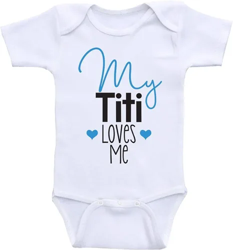 My Titi Loves Me Boutique - Mameluco de manga corta para bebé, unisex, color blanco, Blanco
