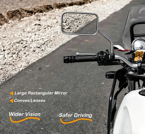 Miniatura 5 de Espejos de motocicleta, perno de 0.394 in para manillar de motocicleta rectangular, retrovisor, espejos laterales, compatibles con Kawasaki Honda