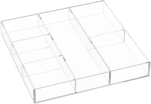 Miniatura 8 de HIIMIEI Bandeja organizadora de cajones de acrílico transparente de 3 secciones, organizador de cajones de oficina y maquillaje (11.8 x 4.3 pulgadas)