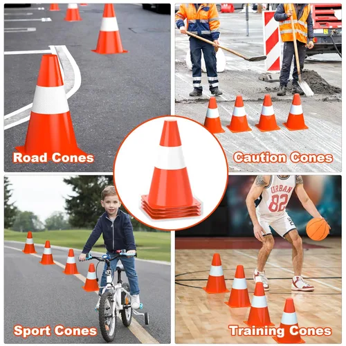 Miniatura 6 de Conos de seguridad de tráfico de 9 pulgadas con collares reflectantes, [paquete de 4] conos de construcción naranja conos de estacionamiento