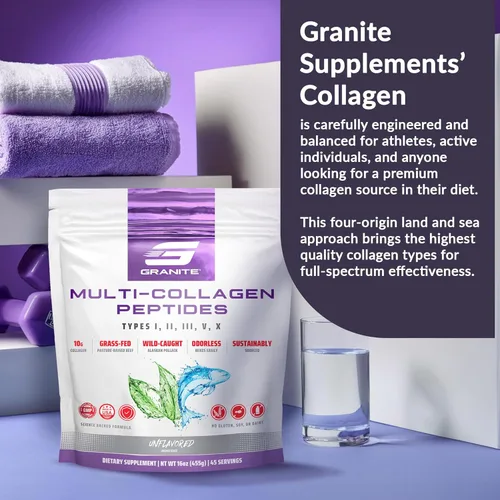 Miniatura 7 de Granite Supplements Polvo de péptidos de colágeno – Vitaminas para el cabello, la piel y las uñas con péptidos de colágeno hidrolizados tipo I, II