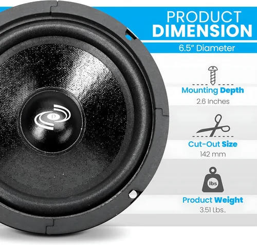 Miniatura 3 de Pyle Altavoz de audio para automóvil de 6.5 pulgadas de rango medio, sistema de altavoces de rango medio sellado de alta potencia de 300 vatios