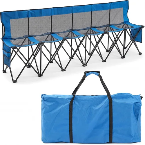 Miniatura 28 de Kigley Banco de fútbol plegable de 6 asientos, banco lateral portátil de equipo deportivo para campamento de fútbol, viajes, eventos, asientos al