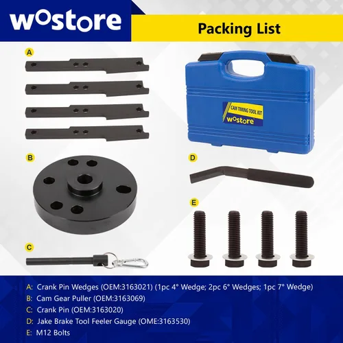 Miniatura 3 de Wostore Kit de herramientas de sincronización de leva 3163021 con herramienta de ajuste de freno Jake 3163021 calibre de medición de 0.276 in