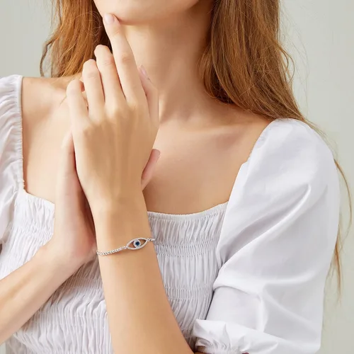 Miniatura 22 de Evil Eye Bracelets Hamsa Bracelet - 18K Gold Plated Adjustable Eye of Protection Bracelet Silver Evil Eye Amulet ojo Bracelet Gold Evil Eye Jewelry
