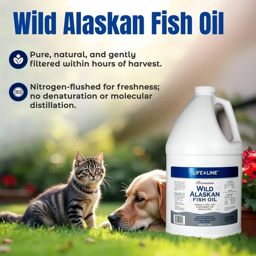 Miniatura 2 de Life Line Pet Nutrition Aceite de pescado salvaje de Alaska para perros y gatos, 128 onzas, suplemento de aceite de pescado Omega 3 para piel