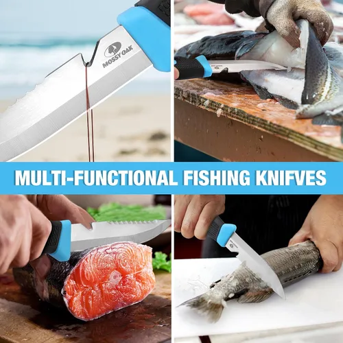 Miniatura 6 de Mossy Oak Cuchillo de pesca y cebo, filete de pescado de 4 pulgadas con funda protectora, hoja de acero inoxidable 5Cr15MoV afilada, mango