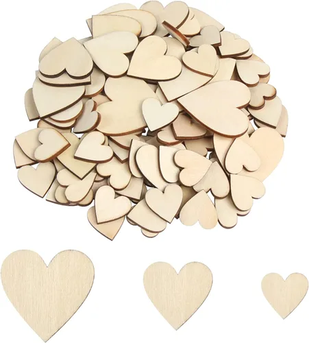Miniatura 5 de DERAYEE 100 piezas de adornos de estrellas de madera sin terminar, piezas de madera en blanco recortadas de varios tamaños para Navidad, bodas