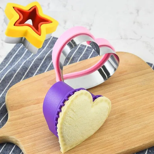 Miniatura 2 de Juego de cortadores y selladores de galletas mejorados Abruga para sándwich, cortador de verduras y sellos de frutas, molde con estrella