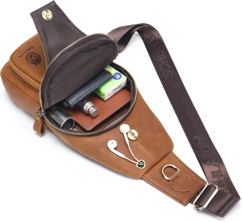 Miniatura 177 de LUKZIJAES Bolso bandolera de cuero genuino para hombre