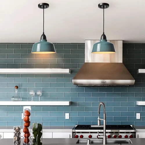 Miniatura 2 de Luces Colgantes Azules de Granja Moderna para Isla de Cocina Macarons Cúpula Lámpara Colgante para Hogar Bar Encimera Cantina Comedor Dormitorio