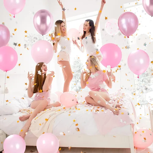 Miniatura 3 de Set de globos rosados, 60 paquetes de 30,5 cm, globos metálicos de cromo rosa perla, macarrón, rosa claro, diferentes tonos, para decoración de Rosa