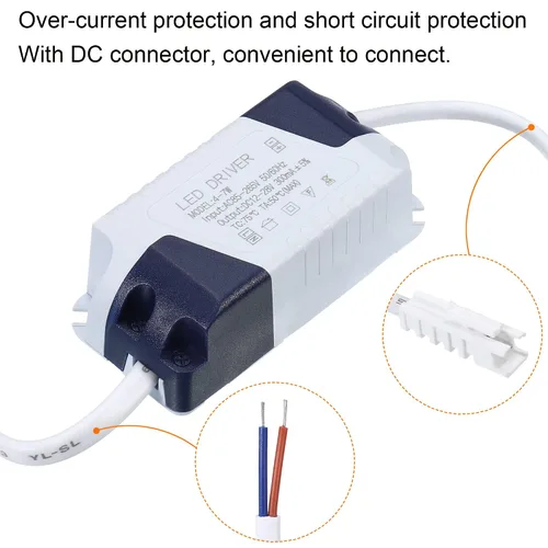 Miniatura 5 de PATIKIL 4-7W 300mA LED Driver, 2pcs AC 85-265V Salida 12-28V DC Conector Macho Conector Rectificador de Corriente Constante Transformador Fuente
