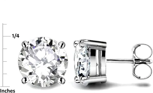 Miniatura 2 de Star K - Pendientes de tuerca de oro de 10 quilates o plata de ley, redondos, 0.276in, con cuatro puntas