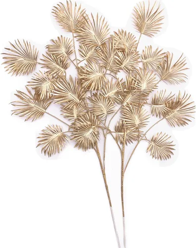 Miniatura 14 de CATTREE Plantas artificiales para decoración de Navidad, hierba de plástico dorado, hojas falsas, arbustos de simulación para interiores y Hojas