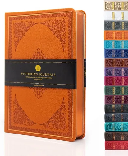 Miniatura 19 de VICTORIA'S JOURNALS Diario Vintage de Cuero Sintético con Tapa Dura Cuaderno Rayado Diario de Viaje de Aspecto Antiguo, Tamaño A5 5.7'' x 8.1'' Gris