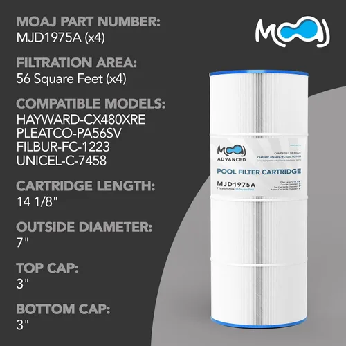 Miniatura 2 de MOAJ Paquete de 4 filtros avanzados para piscina que sustituyen a Hayward SwimClear C2025, CX470E, CX470-XRE, CX480, CX480-XRE, PA56SV, C-7458