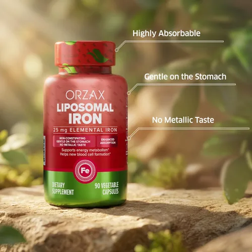 Miniatura 3 de ORZAX Suplemento de hierro de 25 mg, tecnología liposomal, alta biodisponibilidad, 90 cápsulas vegetales, ayuda a la producción de nuevas células