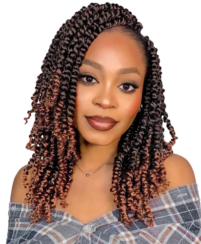 Miniatura 69 de BOHOBABE Cabello de Ganchillo Pre-retorcido Passion Twist de 14 Pulgadas Cabello Corto Ombré Gris Pre-enrollado de Ganchillo Passion Twist para Gris
