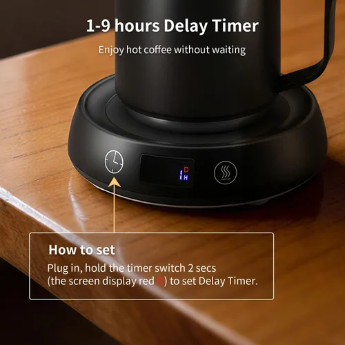 Miniatura 5 de Juego de calentador de tazas y tazas de café, calentador eléctrico de tazas para escritorio, placa calentadora de velas con temporizador de inicio