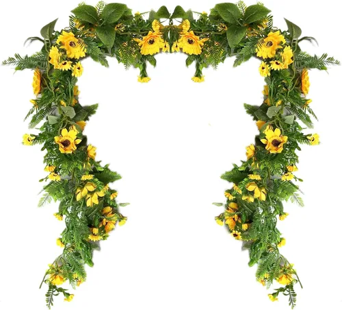 Miniatura 15 de UKELER Girasoles artificiales amarillos de 23 pulgadas de altura, flores falsas hechas a mano con tallos de girasoles para decoración de bodas
